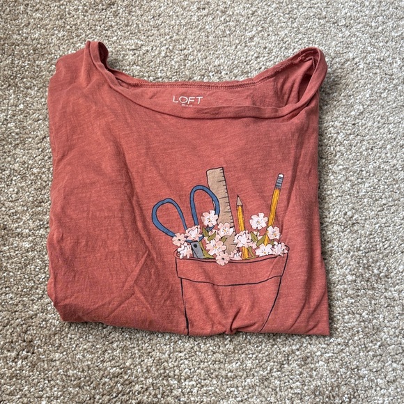 LOFT Tops - LOFT Terracotta Tee with Floral Pocket/ teacher design